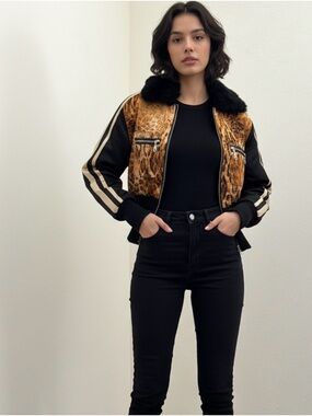 Tokyo denim bank Leopard Bomber Jacket sz small